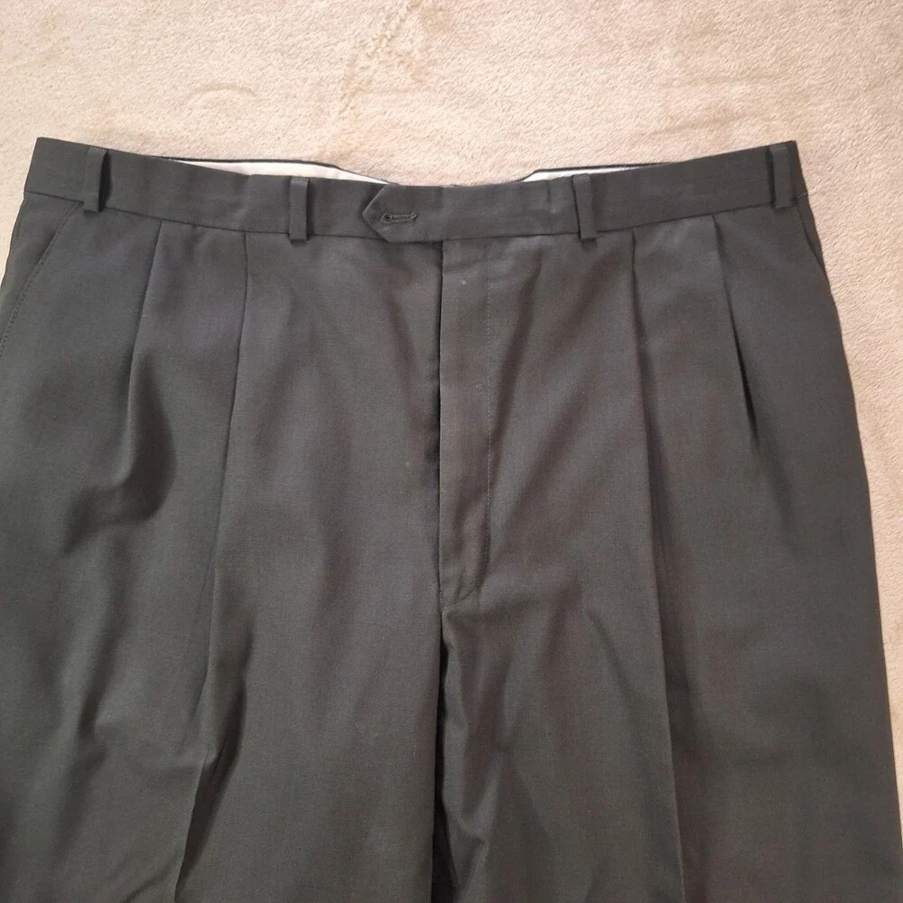 Lauren Ralph Lauren 2 Piece Suit Mens 46L Charcoal Pleated Pants Made Canada